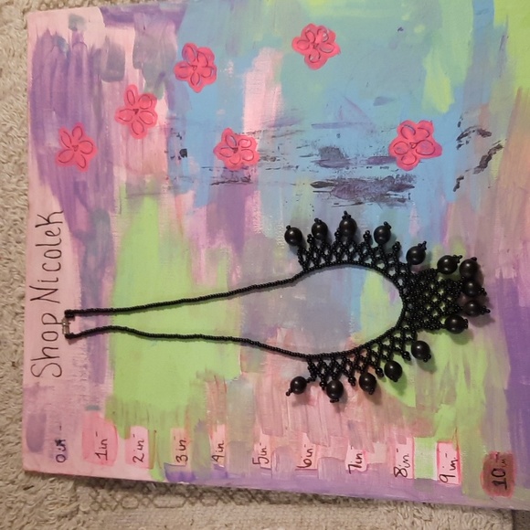 Vintage black beaded necklace - Picture 3 of 4